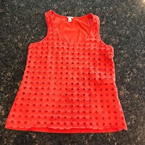 J. Crew Women’s Eyelet Dot Tank Top Orange sz XS